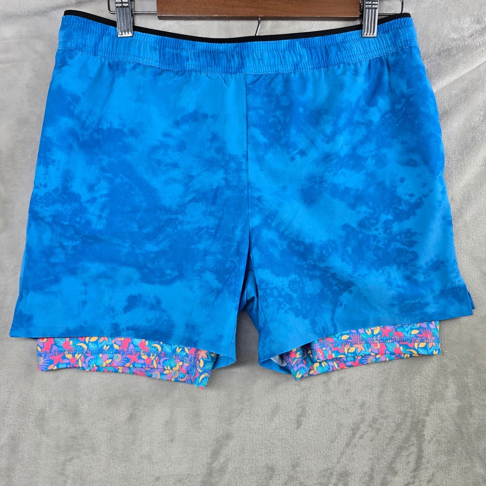 Chubbies Shorts Youth XL Blue Tie Dye Floral Compression Liner 2-in-1 Athletic